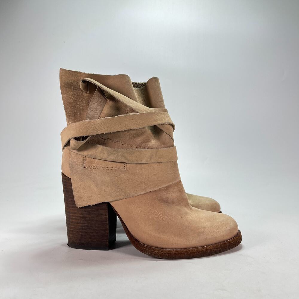 Free People Seven Wonders Tan Wrap Tie Ankle Boots Women's Size US 9.5 EU 40
